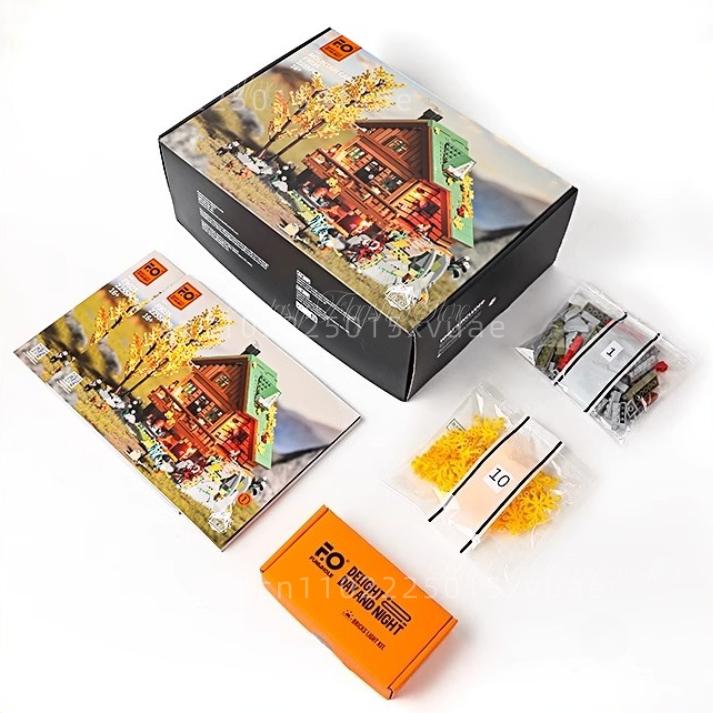 Mountain Hut Building Blocks Autumn Mountain Architecture Assembly Model Decoration Toys Collection Children's Birthday Gifts