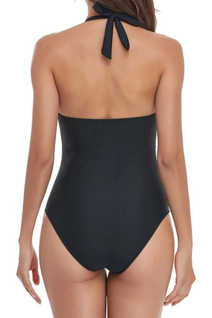 Slimming one-piece swimsuit black tied XL Slimming one-piece swimsuit black tied L
