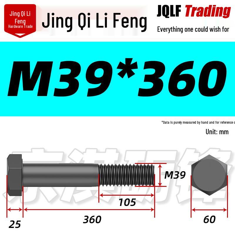 M27-M39 Grade 12.9 Blackened Half-Thread Hexagon Bolt