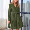 Spring Autumn Women's Hollow Out Long Sleeve Dress, European American Fashion Elegant Casual Dress