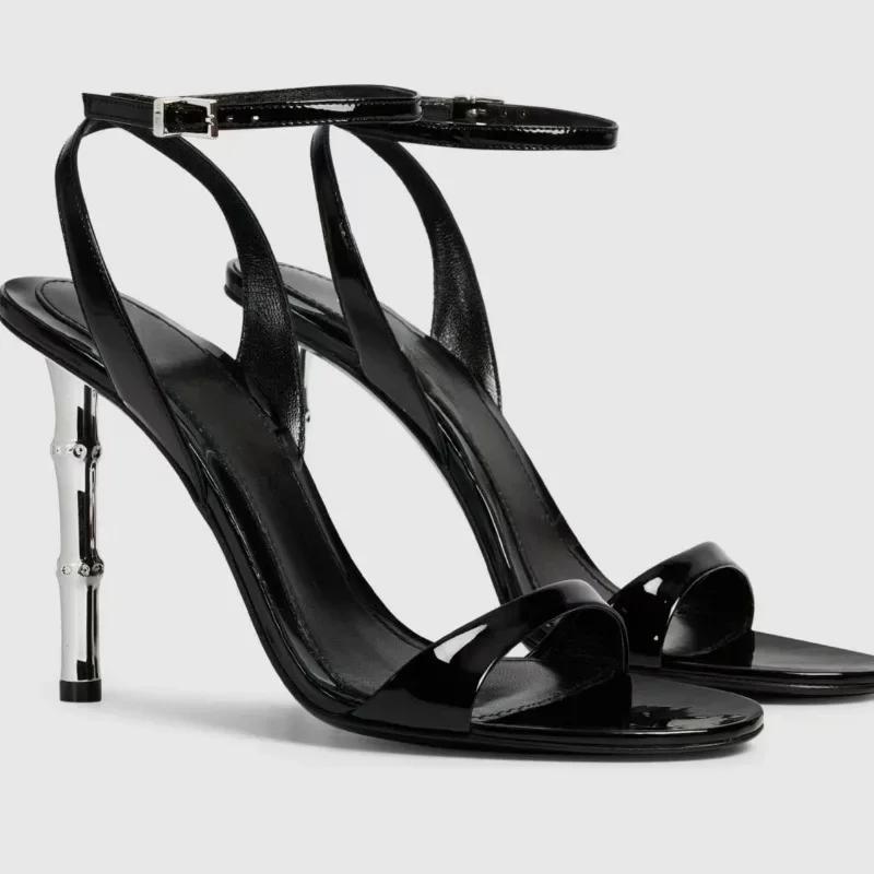 

Sexy Black Heels Women Summer Open Toe Round Toe Designer Sandals Luxury Banquet Elegant Naked Strap Party Pumps Sandalias Mujer 40 чёрный