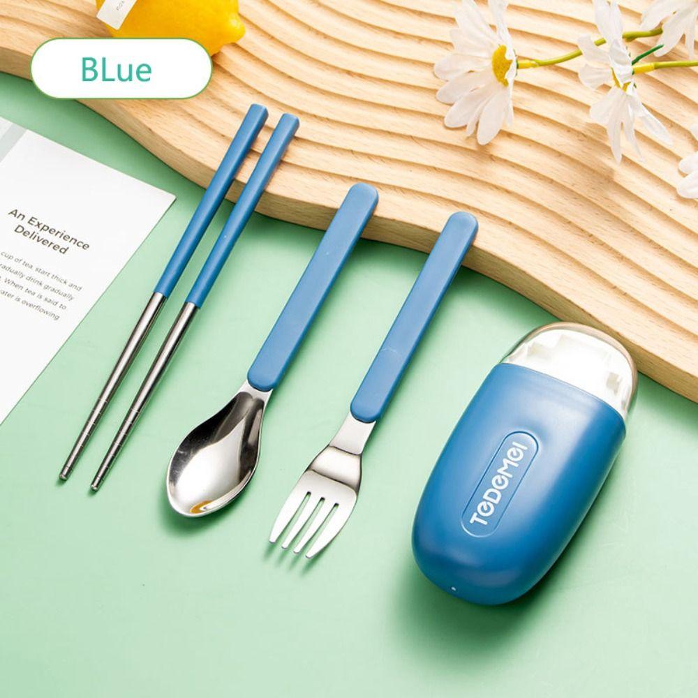 3Pcs/Set Detachable Chopstick Fork Spoon Set Student Eating Tableware  For Outdoor Travel