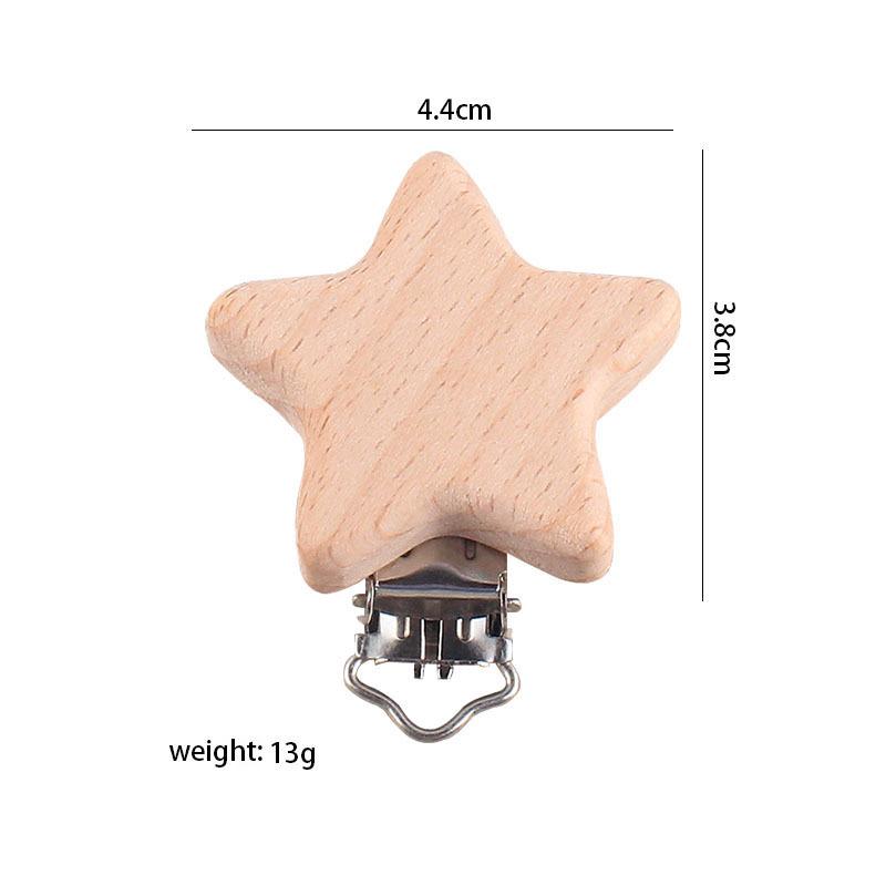 1Pcs Cute Modelling Beech Wood Pacifier Clip Baby DIY Cartoon Animal Wooden Log Pacifier Clips Nipple Chain Holder BPA Free