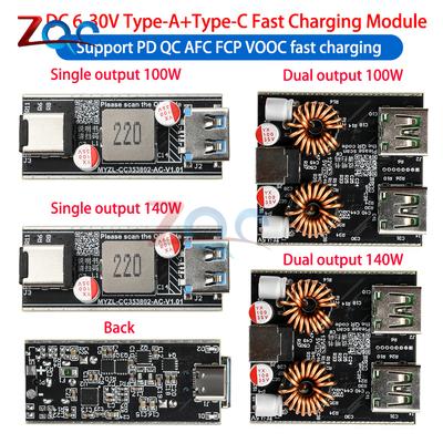 DC6-30V Type-C Charger All Protocol DIY Motherboard Fast Charging Module 140/100W Mobile Power Module Support PD QC AFC FCP VOOC