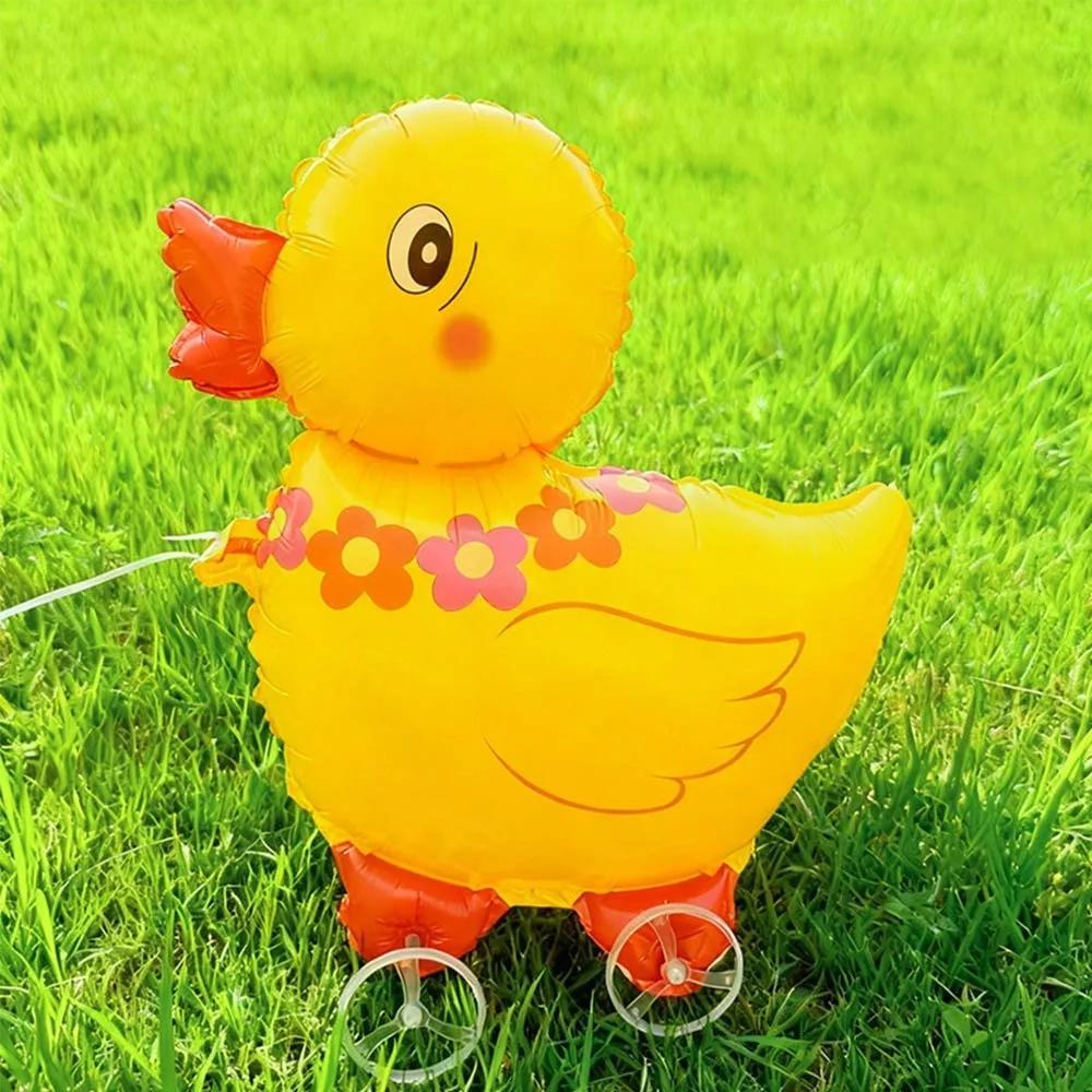 Movable Design 4D Dinosaur Balloons With Wheels Animal Balloon Standing Foil Balloons Drawing Foil Foil Balloons With Wheel