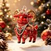2D Flat Goat Hanging Ornament Acrylic Artificial Rhinestone Animal Hanging Decoration Simulation Shining Christmas Tree Ornament