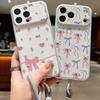 Colorful Bowknots Floral Leather Lanyard Case For iPhone 18 Pro Max Hybrid TPU+PU Anti-skid Soft Cover For iPhone 17 16 15 14 13 Pro Max