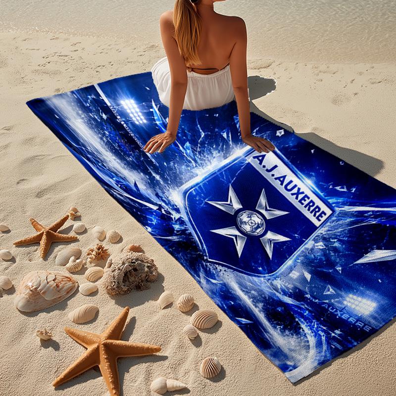 1PC Aj Auxerre Football Club Beach Towel - Soft, Absorbent Microfiber, Lightweight, Ideal for The Beach, Parties, Travel, Camping Fan Gifts