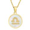 Elegant European & American Zodiac Pendant Necklace - Women's Gold Stainless Steel Constellation Charm