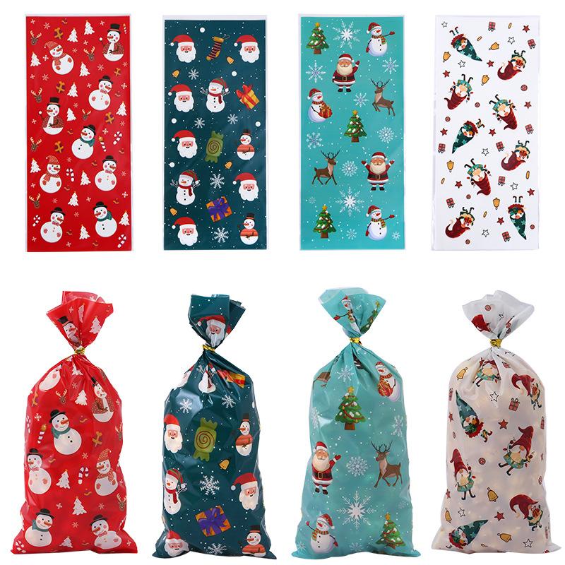 WTEMPO Christmas Festival Series Printed OPP Gift Bags Santa Claus Pattern Bundle Bags Holiday Mini Souvenir Storage Bags