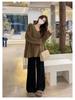 Women's Korean Style V-Neck Faux Mink Fur Sweater - Fashionable, Casual, Versatile Knitwear for Autumn/Winter
