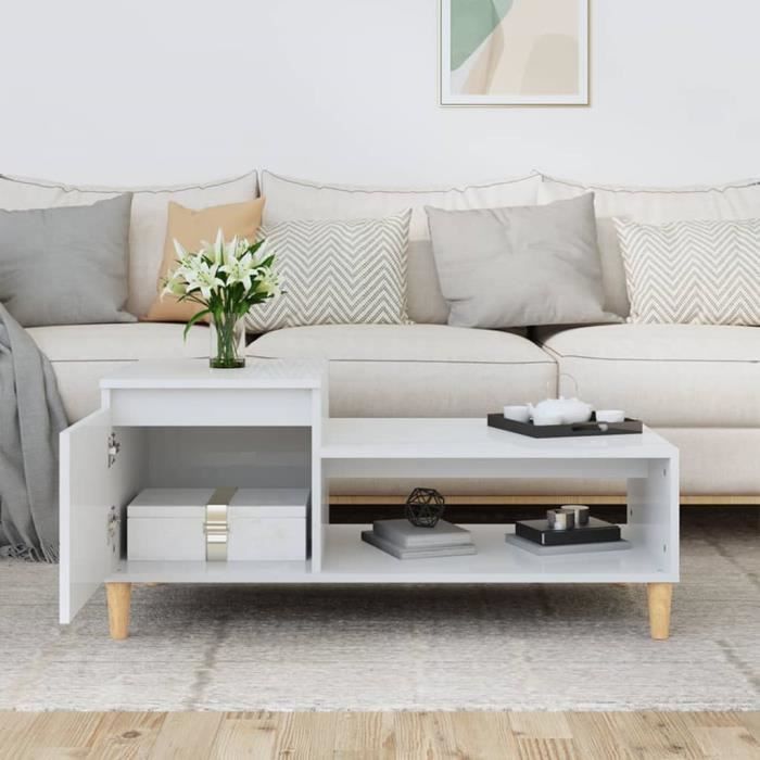 821126 vidaXL Coffee Table High Gloss White 100x50x45 Cm Engineered Wood
