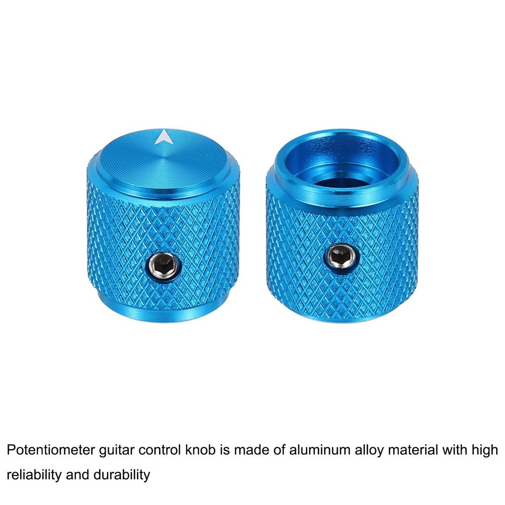 Uxcell Aluminum Potentiometer Universal Volume Tone Control Knob with Arrow Indicator for Blue 3-Piece Knob, 1/4" (6mm) Guitar, 1/2"