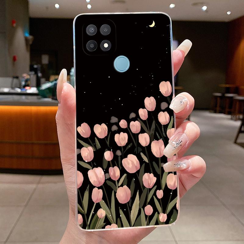 For Oppo A15 CPH2185 Case A15S CPH2179 Clear Fashion Butterfly Flowers Painted Soft TPU Back Cover For Oppo A15 A15S Phone Case