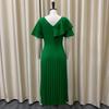 Elegant Office Lady's Dresses Ruffles Sleeve Pleated Ankle Length Luxury Female Party Evening Dress