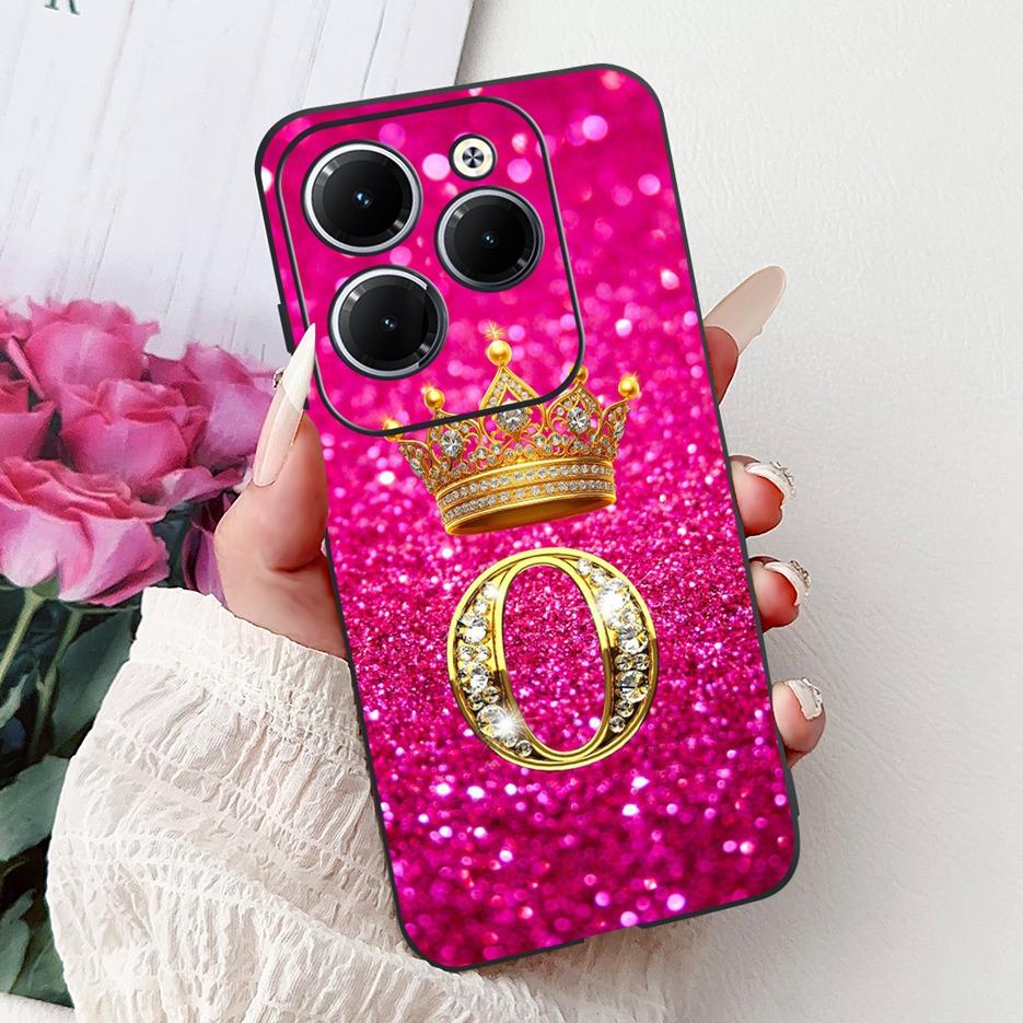Pro pouzdro Infinix Hot 40 Pro X6837 Luxusní kryt s písmeny a korunkou Měkké silikonové pouzdro na telefon Pro Infinix Hot 40i Hot40 Pro Hot40i
