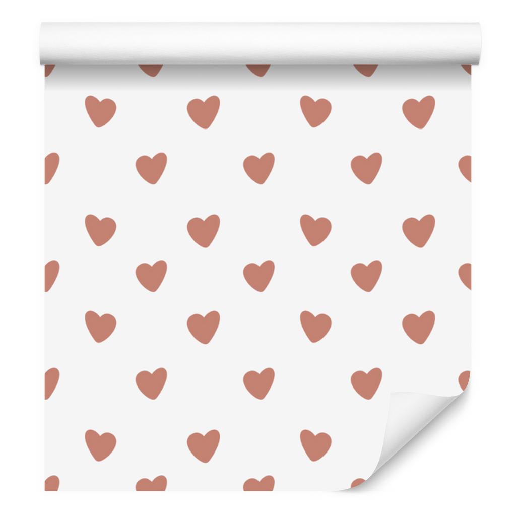 Heart Wallpaper White, Coral, Red and Peach 50x1000