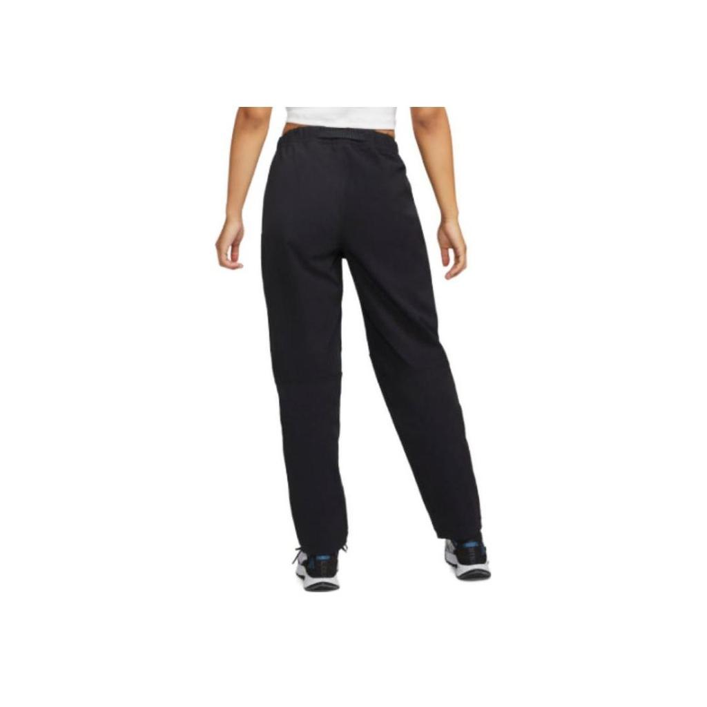 Nike Solid Mid-Waist Drawstring Straight Knit Sports Pants Women Bottoms Black FD5213-010