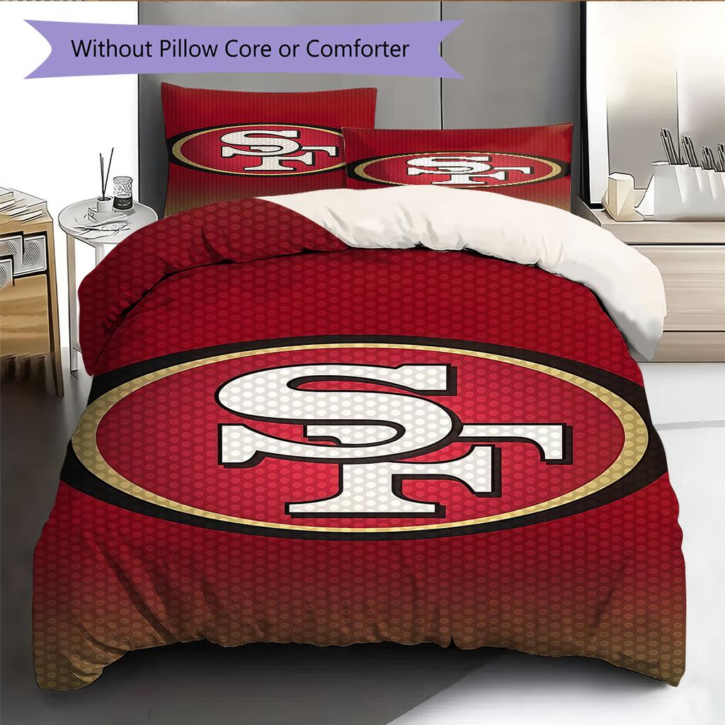 Biancheria da letto con motivo logo 49ers Decorazione per la casa Regalo di compleanno ( 1 copripiumino + 2 federe, senza imbottitura),merchandising per fan.