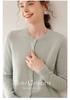 Women's Slim Fit Cashmere Cardigan - Round Neck, Lightweight, Loose Knit Sweater in Solid Color.