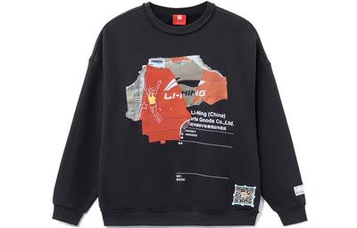 Li Ning Sweatshirts Unisex Black Crew Neck Moderate Regular AHSR919-2