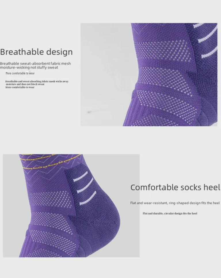 Męskie Elitarne Skarpety Koszykarskie High-Top z Grubą Amortyzacją - Skarpety Sportowe do Połowy Łydki
