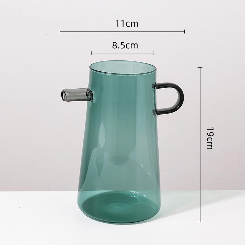 Glass Flower Vase Handle Pitcher Colored Transparent Flower Pot Flower Arrangement Hydroponics Terrarium Vases Pots Flowerpot