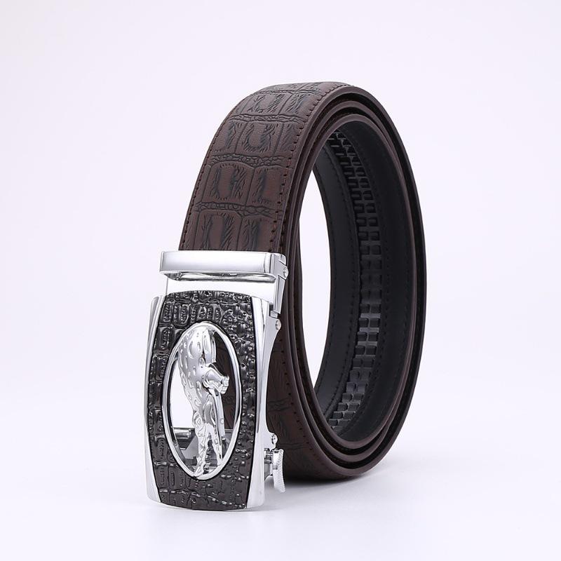 

Ремень мужской кожаный ремень с узором аллигатора из коровьей кожи с автоматической пряжкой мужской ремень мужской премиум бизнес 130cm