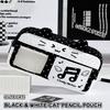 Cute  Ear Large Capacity Pencil Case Transparent Window Badge Photocard Storage Bag Multi Compartment Stationery Pouch