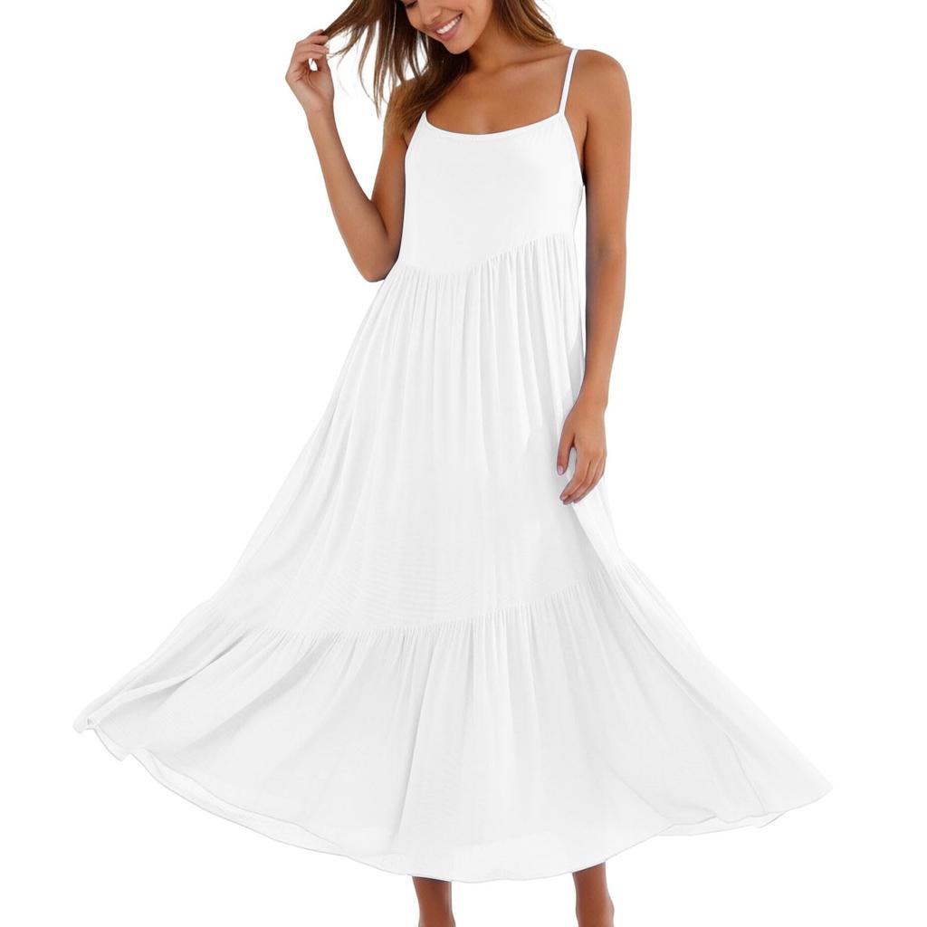 Women's Summer Fashion Patchwork Pleated Sleeveless Dress