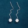 Sterling Silver Six-Prong Sparkling Tassel Earrings for Women - Versatile Care for Ear Holes, High-End Design.