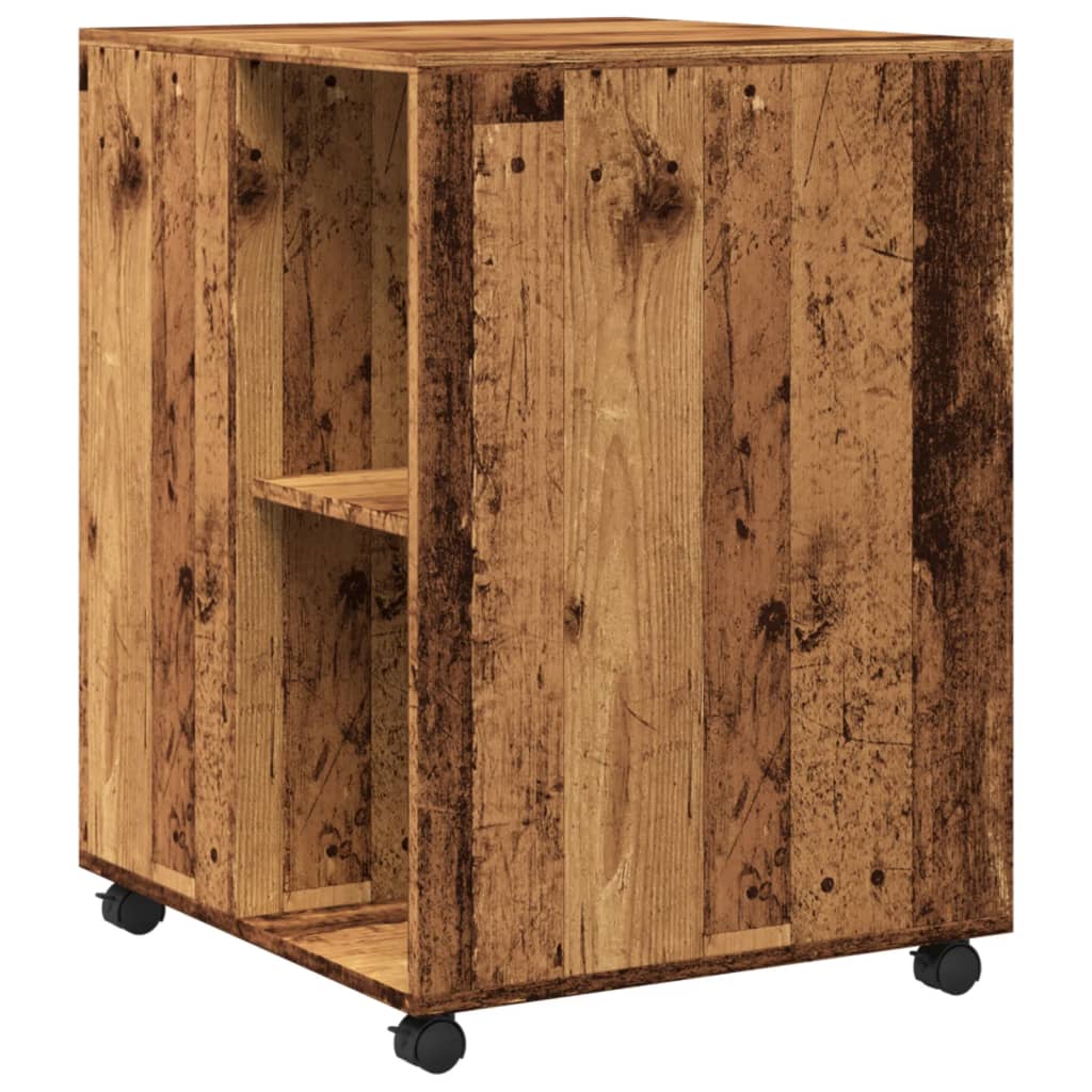 Side Table with Wheels Reclaimed Wood Look 55x60x78cm Engineered Wood