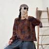 Winter Arrival Women's Retro Print Velvet Slimming Hoodie - Round Neck Pullover Casual Top