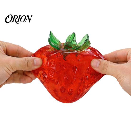 Stress Relief Gadget Clear Strawberry Ball Toy, Giant Red Pink Squeeze Fidget Toy for Relieve Stress, Fake Fruit Sensory Decompression
