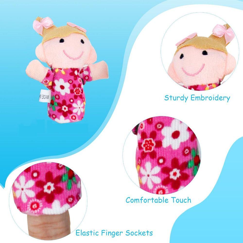 6Pcs Interactive Educational Finger Puppets Set Soft Plush Puppets Toys Toddlers 1-3