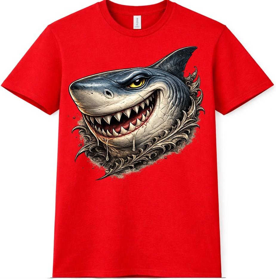 Shark T Shirt Fierce Great White Jaws Graphic Tee Ocean Predator Top S