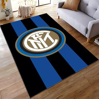 Inter Milan Logo Design In Blue & Black Non-slip Rug Suitable for Living Room and Bedroom Sofas