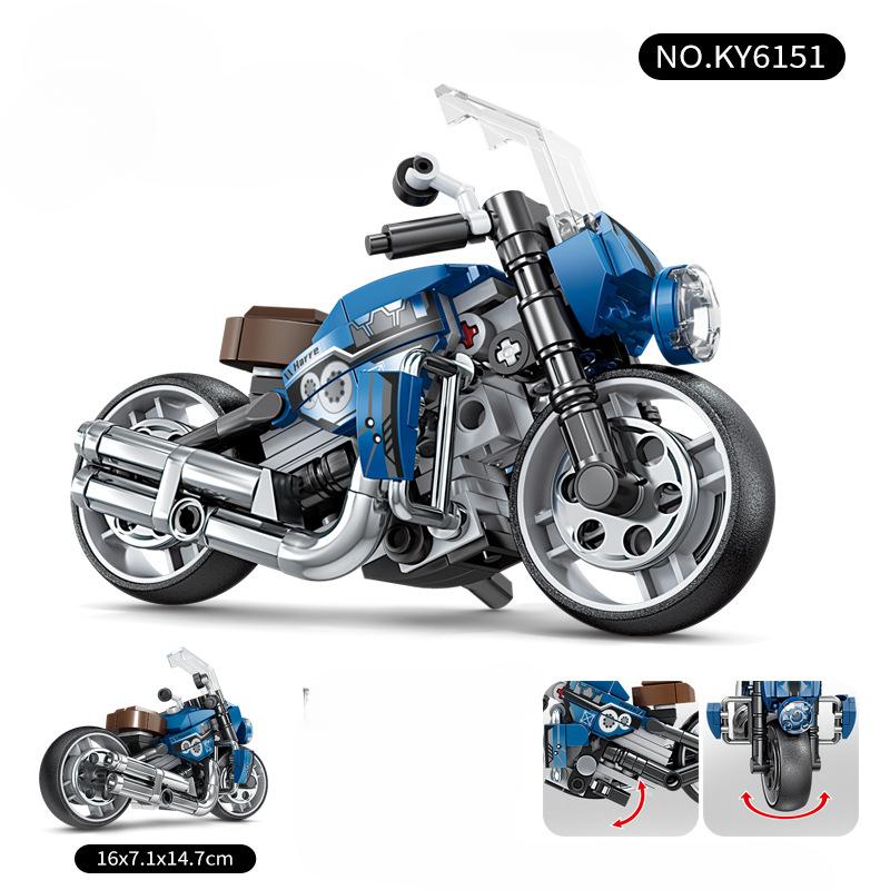 KAZI 6151 Vintage motorcycle motorcycle racing boy building block toy gift