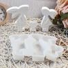 652F Rabbits Figurine Silicone Molds Animal Statue Silicone Molds for Epoxy Resin Making Gypsum Decoration