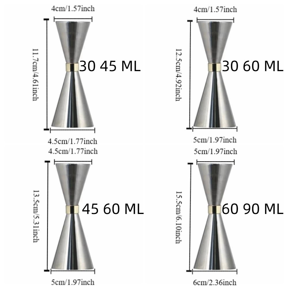 Surface Smooth Measure Cup Stainless Steel Cocktail Mixing Glass Double Head Cocktail Jigger Bar