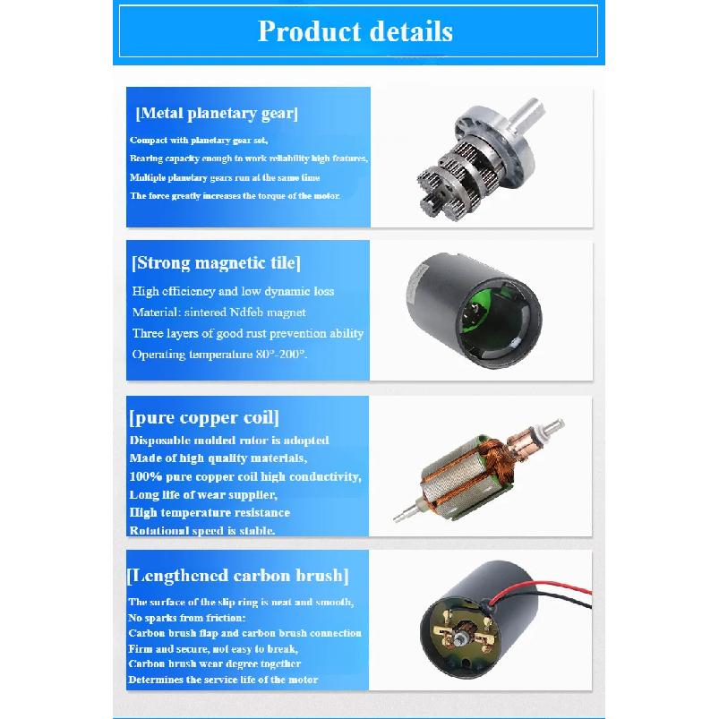 36-36ZY Hohes Drehmoment Niedrige Geräuschentwicklung Lange Lebensdauer Reversibel Einstellbare Geschwindigkeit Getriebemotor 100kg.cm 12V 24V DC Planetengetriebemotor