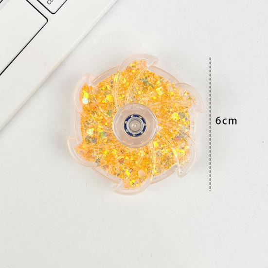 Flower Spinner Fidget Toy Glitter Quicksand Filled Stress Relief Finger Flexibility Training Spinning Top Fingertip Gyro Kids Teens Adults Gift