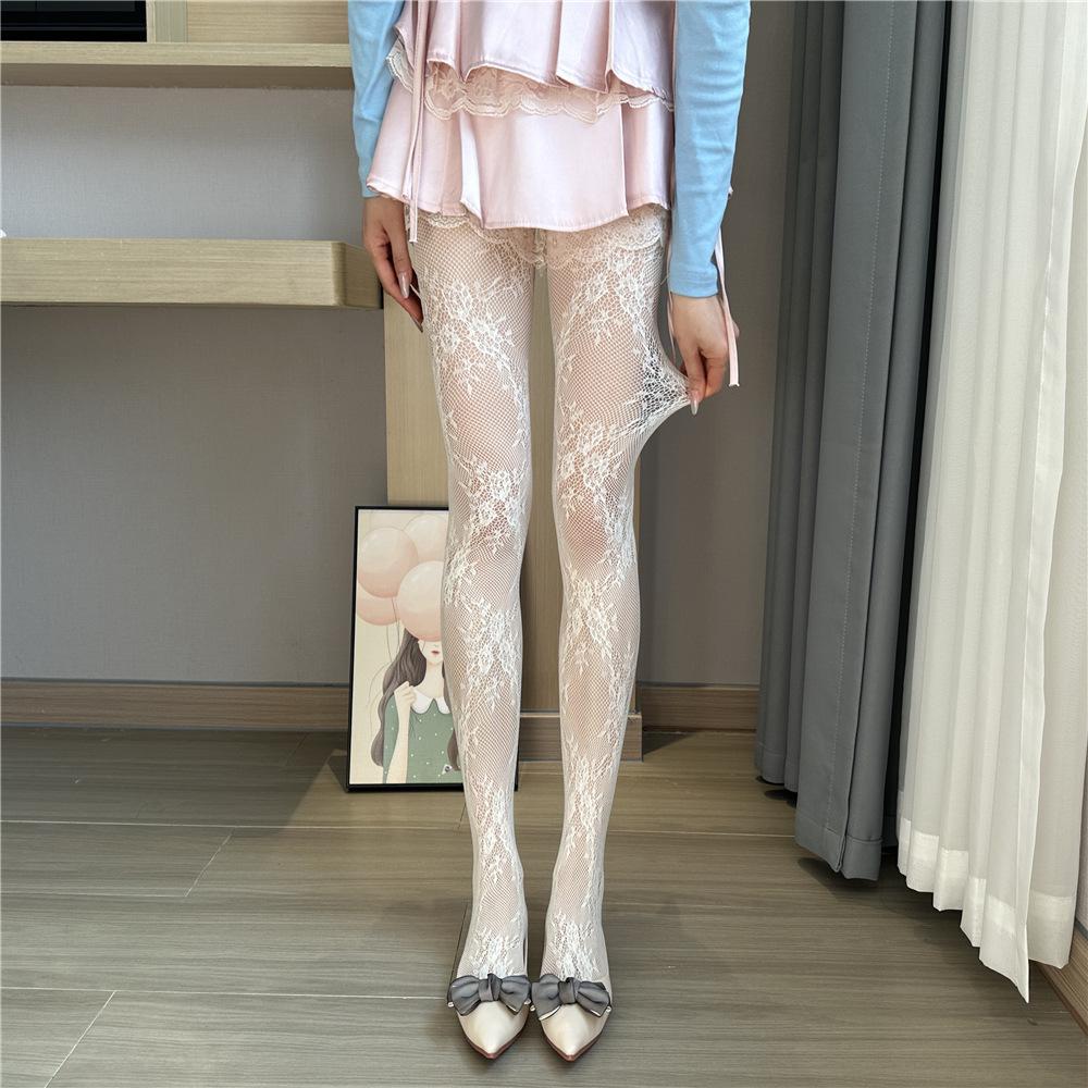 Сексуальные Женские Чулки Кружевные Цветочные С Дном Чулки Женские Готические Сетчатые Полые Колготки Женские Сексуальные Цветочные Ротанговые Рыболовные Сети Чулки One Size