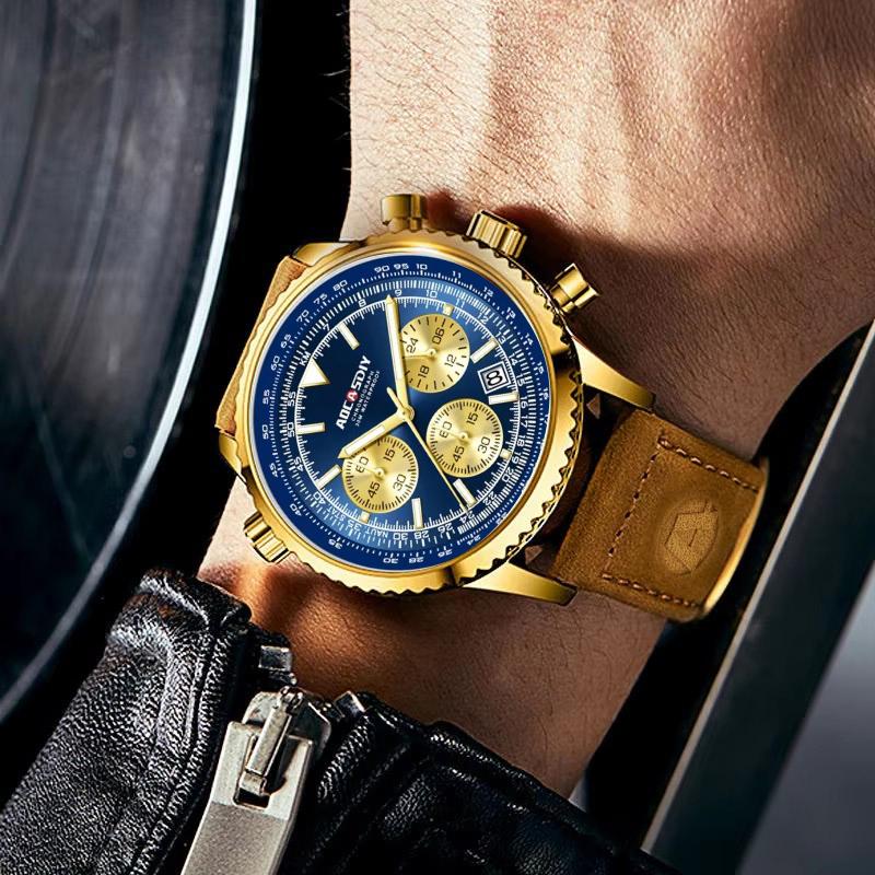 Multifunctional Chronograph Men's Watches Luxury Business Belt Waterproof Luminous Wristwatch Gifts Relogio Masculino