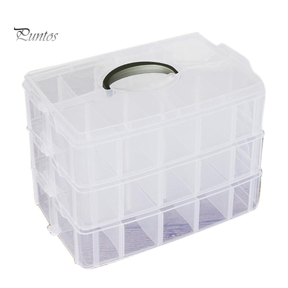 Puntos 3-vrstvý průhledný šperkový korálek Pilulky Řemeslný úložný organizér Přihrádka Pouzdro