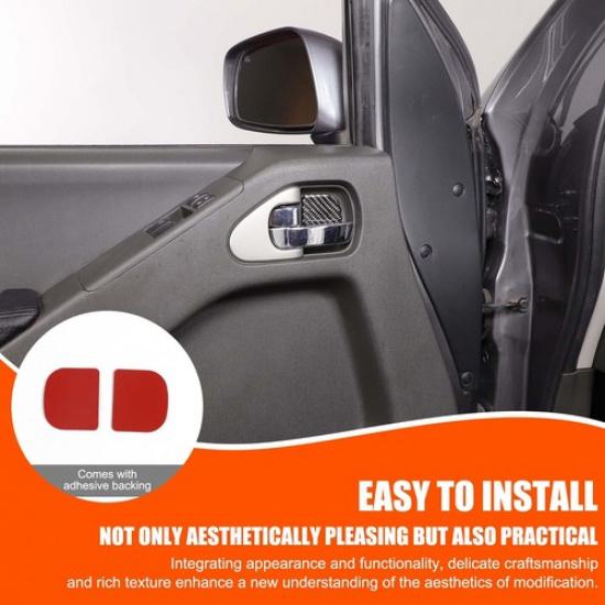 Soft Carbon Fiber Interior Door Bowl Trim Sticker For Nissan Frontier 2005-21
