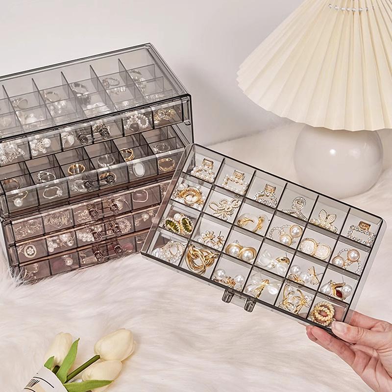 Flerlags smykkeoppbevaringsboks Stor kapasitet Støvtett og antioksiderende Ring Øredobb Halskjede Boks For Hjemmebruk