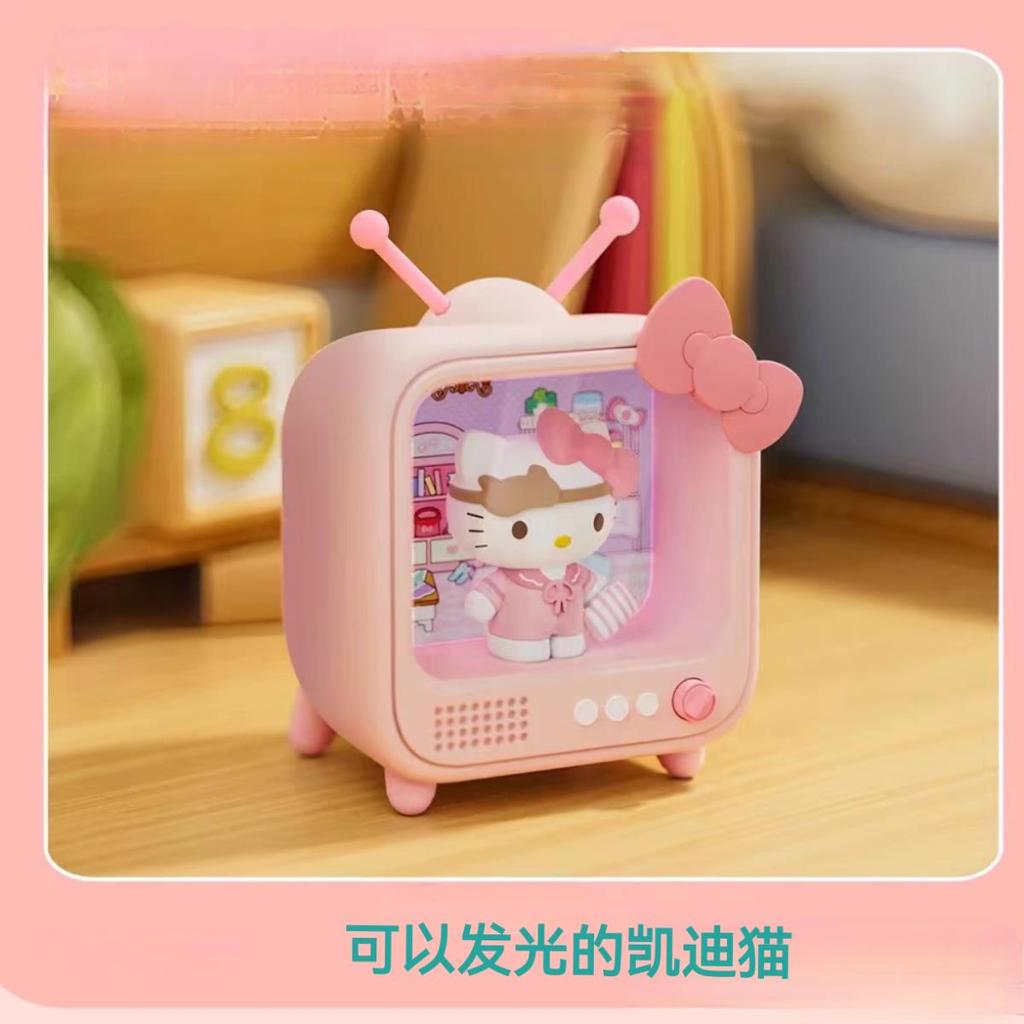 Kawaii Sanrio Character Tv Channel Series Luminous Night Light Toys Anime Kuromi Cinnamoroll  Girls Desktop Ornaments