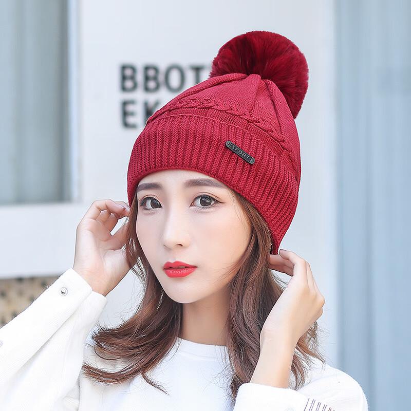 

Women s Plush Lined Pom-Pom Beanie Hat One Size