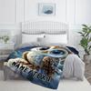 Custom Owl Fleece Blanket With Big Eyes Personalized Name Text Starry Sky Print Throw Soft Warm All Season Bedding Gift For Kids